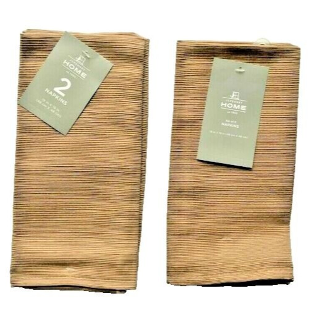 Mitchell Textured Fabric Napkins 19x19" Tan Beige JCP Everyday Set of 4